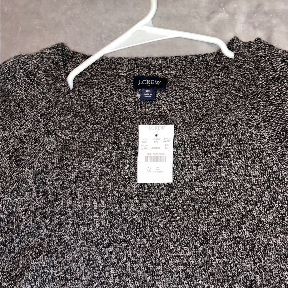 J. Crew Charcoal and White Knit Sweater